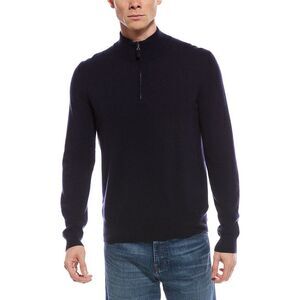 Mette Mens  Cashmere 1/4-Zip Mock Neck Sweater, Navy
